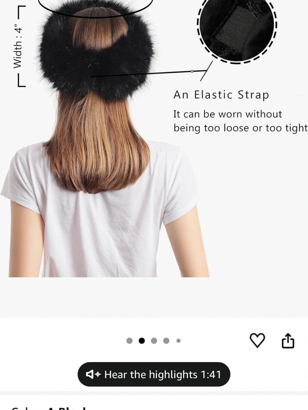 Black Faux Fur stretch headband - Women Accessories